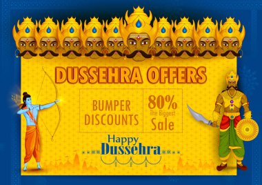 Tanrı Rama Ravana Hindistan satış promosyon reklam arka plan Dussehra festival süresince öldürmek