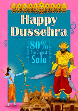 Tanrı Rama Ravana Hindistan satış promosyon reklam arka plan Dussehra festival süresince öldürmek