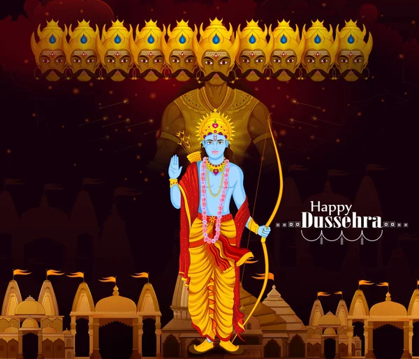 Tanrı Rama Ravana Hindistan Dussehra festival süresince öldürmek