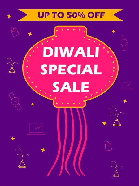 Plantilla publicitaria para comprar Rebajas Promoción Oferta para Happy Diwali Festival de la India — Archivo Imágenes Vectoriales