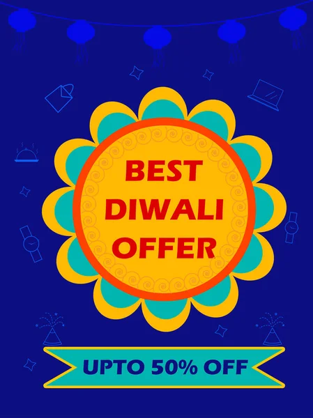 Plantilla publicitaria para comprar Rebajas Promoción Oferta para Happy Diwali Festival de la India — Vector de stock