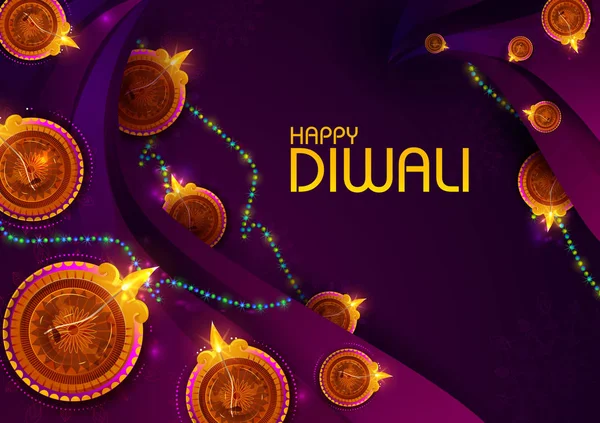 Happy Diwali ljus festival av Indien hälsning bakgrund — Stock vektor