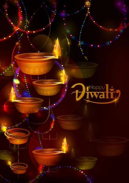 Happy Diwali light festival of India greeting background — Stock Vector