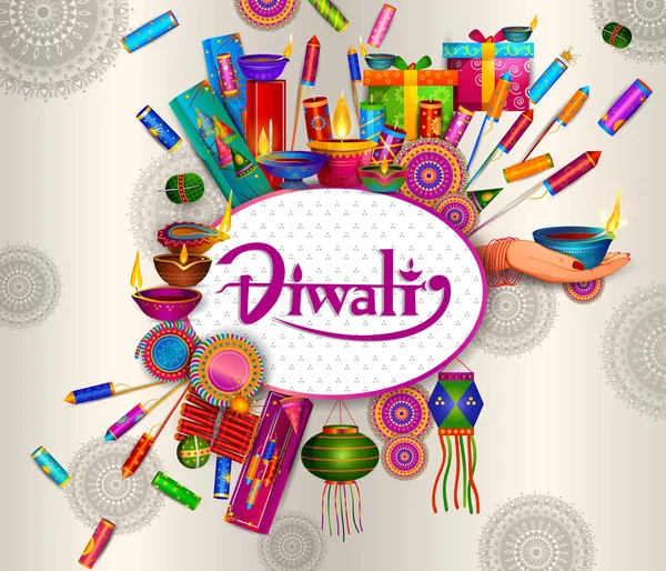 Felice festival luce Diwali dell'India saluto pubblicità vendita banner sfondo — Vettoriale Stock