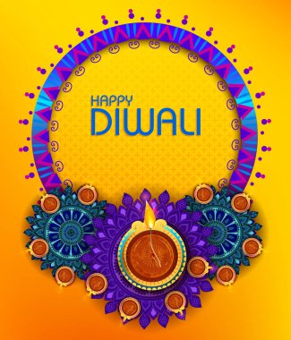 Arka plan tebrik Hindistan'ın mutlu Diwali ışık Festivali
