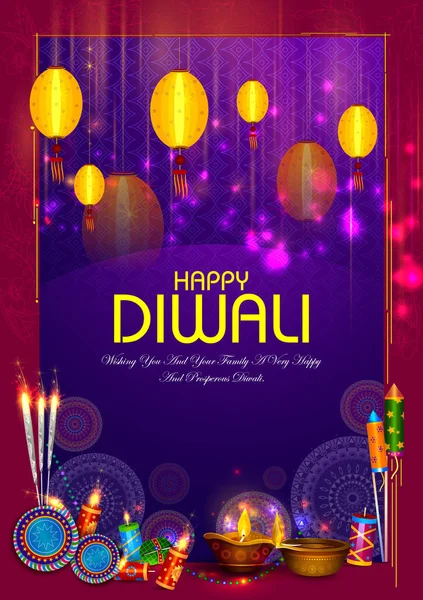 Felice festival della luce Diwali dell'India sfondo saluto — Vettoriale Stock