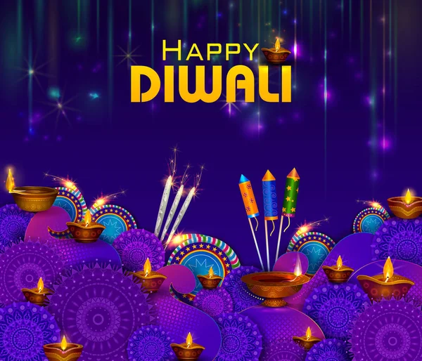 Happy Diwali light festival of India greeting background — Stock Vector