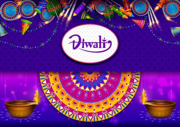 Happy Diwali light festival of India greeting background — Stock Vector