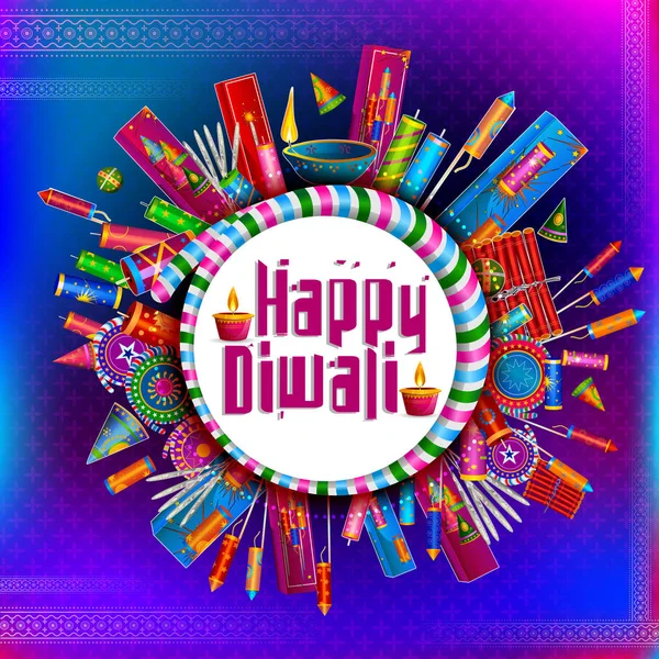 Šťastný Diwali světelný festival Indie pozdrav pozadí — Stockový vektor