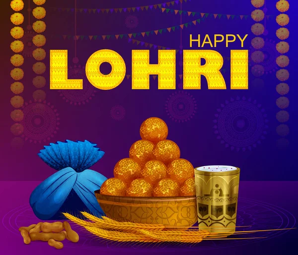 Feliz Lohri Punjabi fundo feriado religioso para colheita festival da Índia — Vetor de Stock