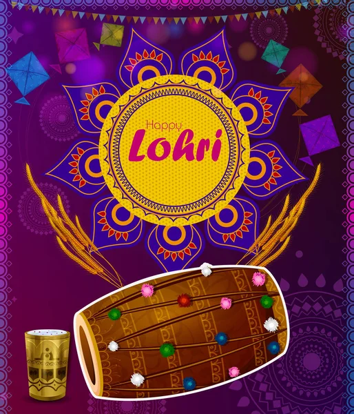 Feliz Lohri Punjabi fundo feriado religioso para colheita festival da Índia — Vetor de Stock