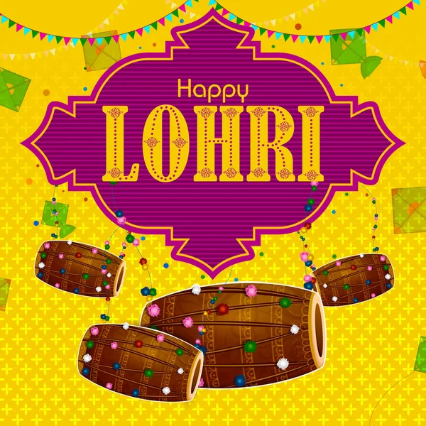 Happy Lohri Punjabi religiös högtid bakgrund för skörd festival i Indien — Stock vektor