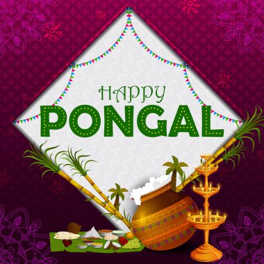 Hasat Festivali Hindistan için mutlu Pongal dini bayram arka plan