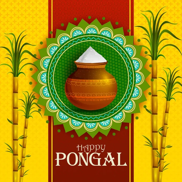 Happy Pongal religious holiday background for harvesting festival of India — Stock Vector