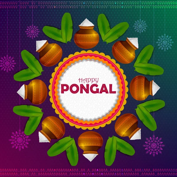 Happy Pongal religious holiday background for harvesting festival of India — Stock Vector