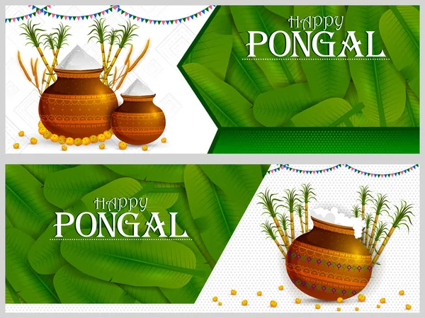 Happy Pongal fond de fête religieuse pour la fête de la récolte de l'Inde — Image vectorielle