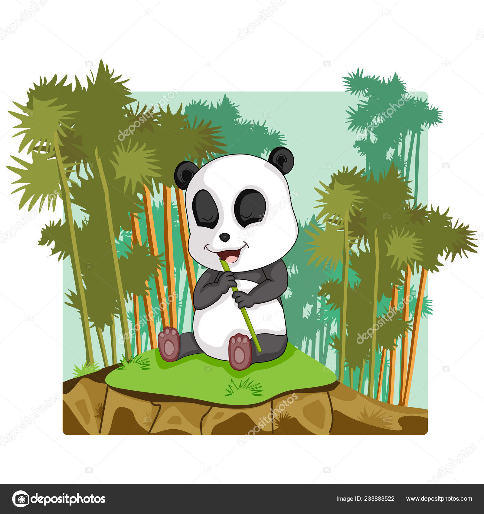ジャングルの森の背景で野生動物パンダ ストックベクター C Stockillustration