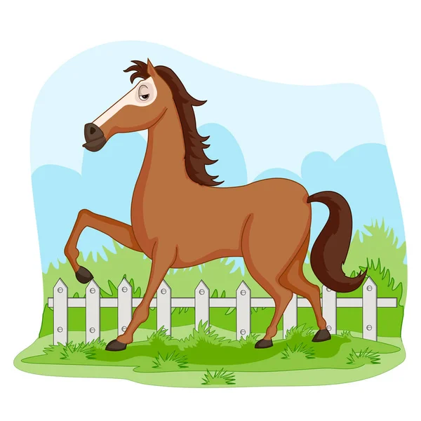 Wild animal Horse in jungle forest background — Stock Vector