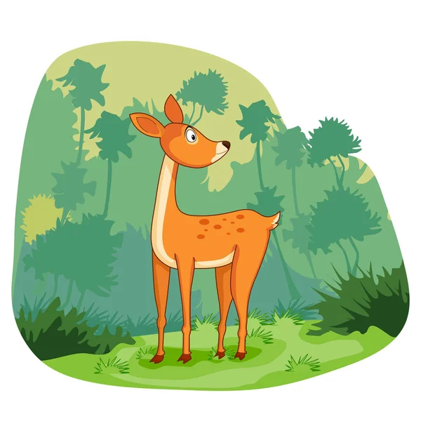 Дика тварина Олень на фоні лісу в джунглях — стоковий вектор
