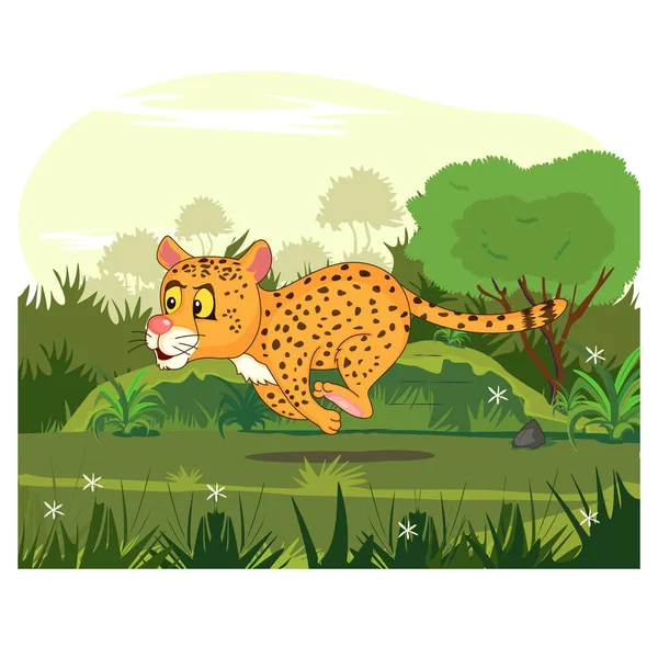 Vahşi hayvan Cheetah orman orman arka planda — Stok Vektör