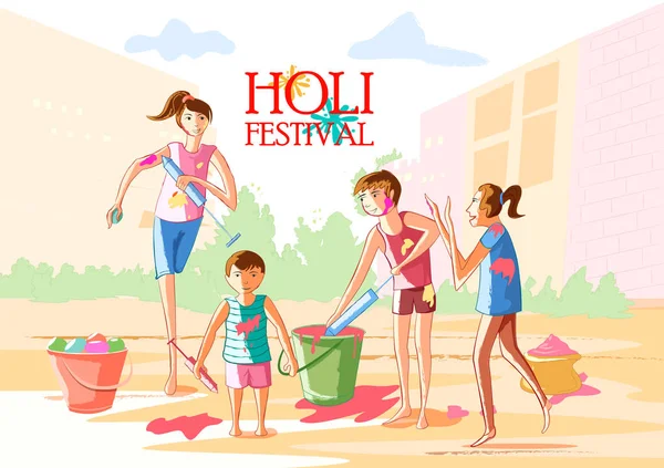 Hint insanlar renkli Holi Festival kutluyor — Stok Vektör