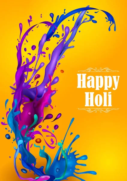 Fondo colorido tradicional del chapoteo de Holi para el festival de colores de la India — Vector de stock