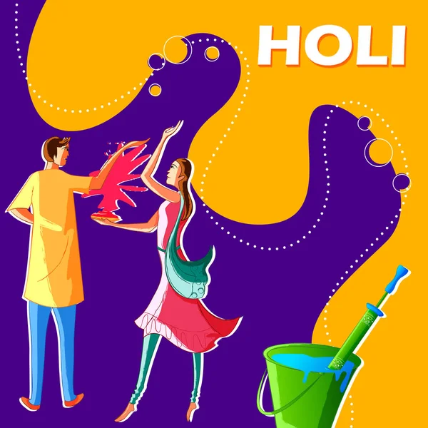 Indische mensen vieren feest van kleur Holi — Stockvector