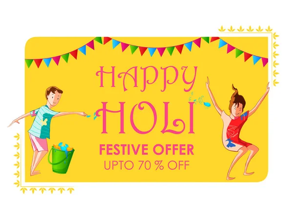 Colorido tradicional Holi Shopping oferta de descuento fondo de publicidad para el festival de colores de la India — Vector de stock