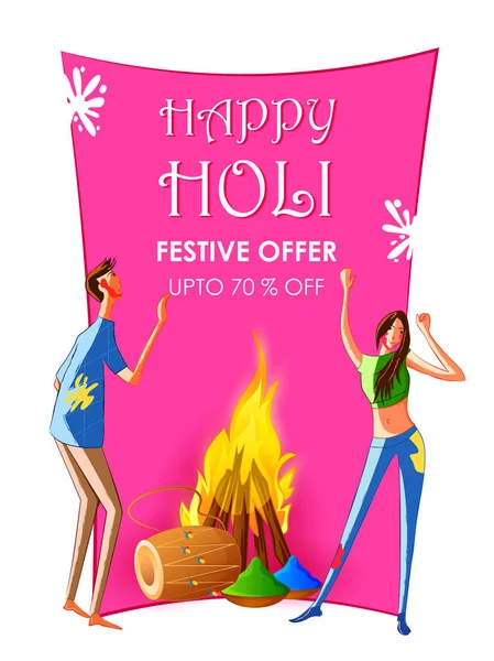 Colorido tradicional Holi Shopping Oferta de Desconto Anúncio fundo para festival de cores da Índia — Vetor de Stock