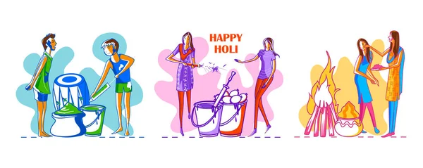 Colorful Traditional Holi background for festival of colors of India — Stock Vector