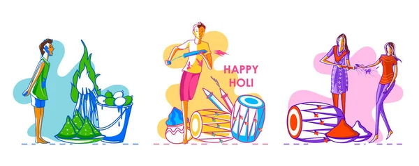 Färgglada traditionella Holi bakgrund för festivalen av färger i Indien — Stock vektor