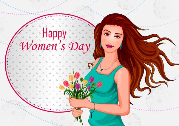 Fundo de saudação para celebrar o Dia Internacional da Mulher Feliz — Vetor de Stock