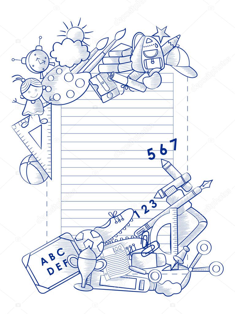 Back to School concept with book, pen, pencil and other sattionery object