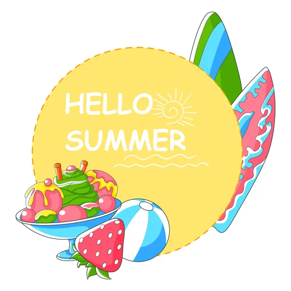 Hello Summer vacation background with holiday and travel theme — Stock Vector