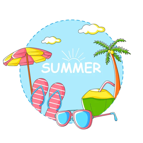 Olá férias de verão fundo com férias e tema de viagem —  Vetores de Stock