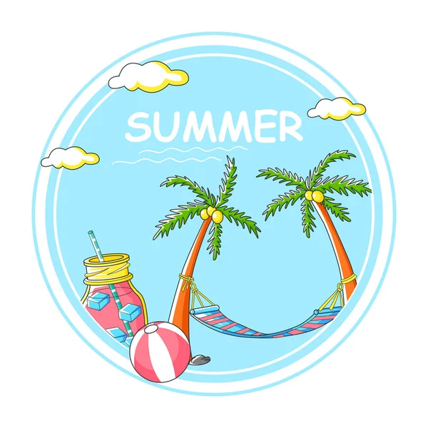 Hallo Sommerurlaub Hintergrund mit Urlaub und Reise Thema — Stockvektor