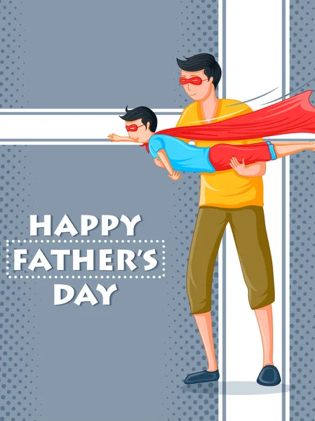 Happy Fathers Day holiday greetings background with playful father and kid