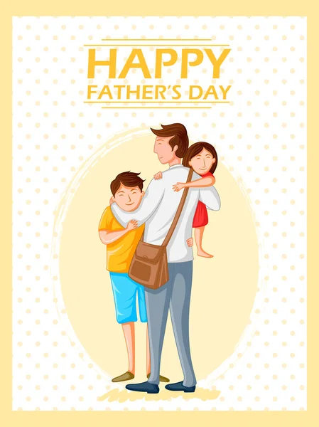 Lyckliga fäder Day Holiday hälsningar bakgrund med lekfull far och Kid — Stock vektor
