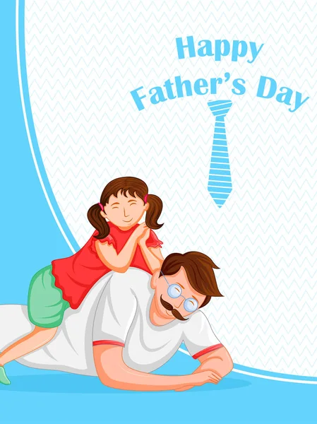 Feliz Dia dos Pais férias saudações fundo com pai brincalhão e criança —  Vetores de Stock