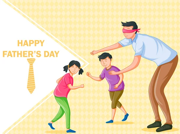 Feliz Dia dos Pais férias saudações fundo com pai brincalhão e criança —  Vetores de Stock