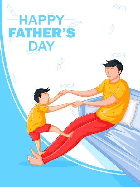Happy Fathers Day holiday greetings background with playful father and kid