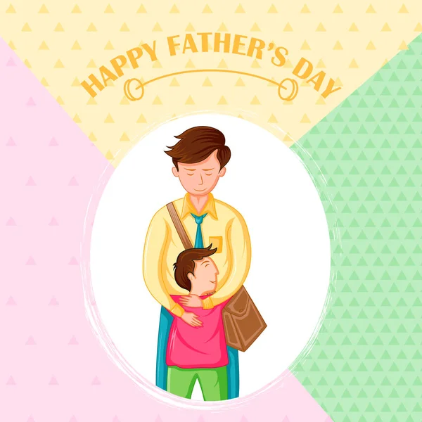 Happy Fathers Day holiday greetings background with playful father and kid — Stock Vector