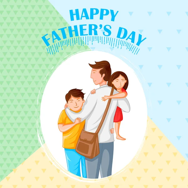 Happy Fathers Day holiday greetings background with playful father and kid — Stock Vector