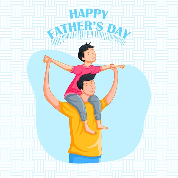 Happy Fathers Day holiday greetings background with playful father and kid — Stock Vector