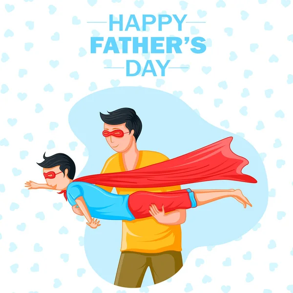 Happy Fathers Day holiday greetings background with playful father and kid — Stock Vector