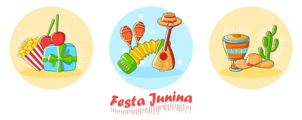 Festa Junina Fiesta del Festival de Brasil — Vector de stock