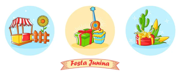 Festa Junina Fiesta del Festival de Brasil — Vector de stock