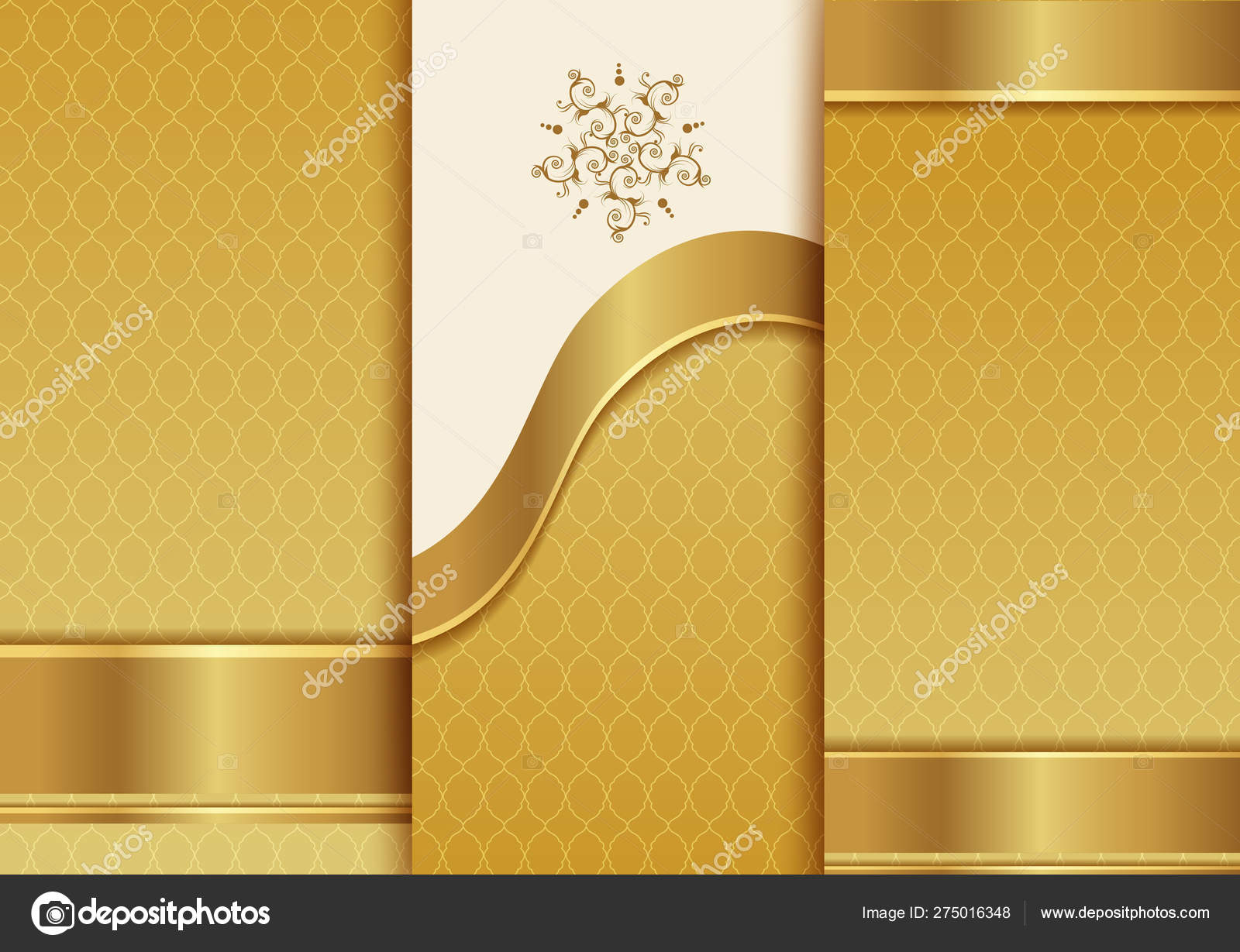 Abstract geometric floral art decor golden background template for menu card,  invitation design Stock Vector Image by ©stockillustration #275016348