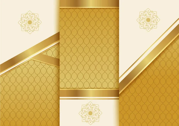 Streszczenie geometryczne kwiatowy sztuka wystrój szablon złoty tło dla karty menu, projekt zaproszenia — Wektor stockowy