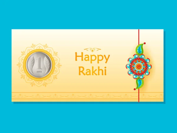 인도에서 Raksha Bandhan 축제에서 오 빠와 여동생 결합에 대 한 우아한 Rakhi — 스톡 벡터